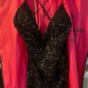 Black Sequined Prom Dress